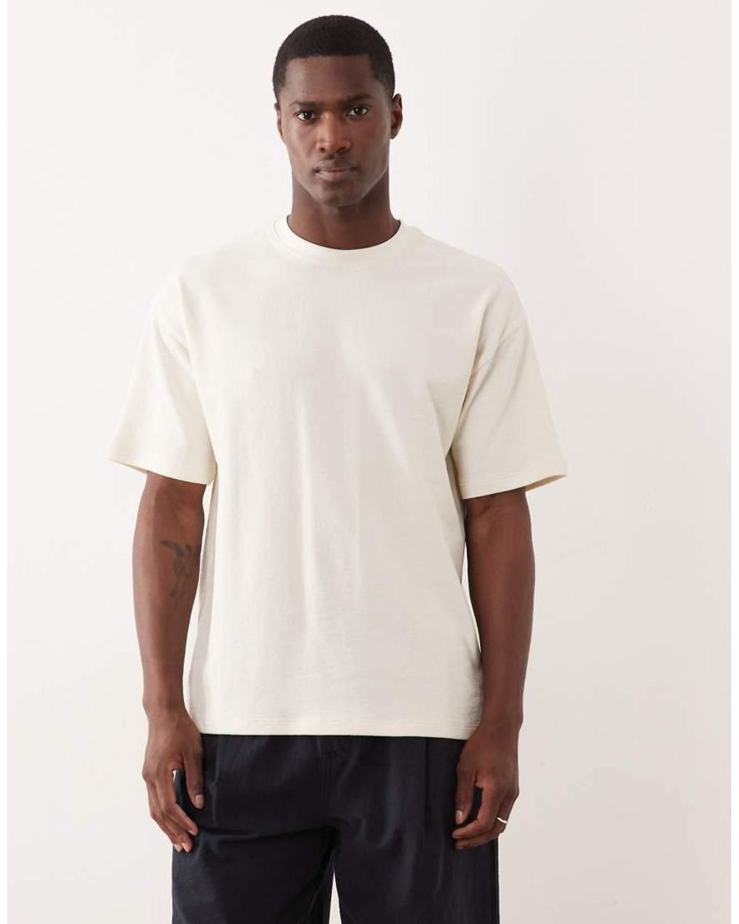 New Look Natural Textured Oversized T-Shirt for men