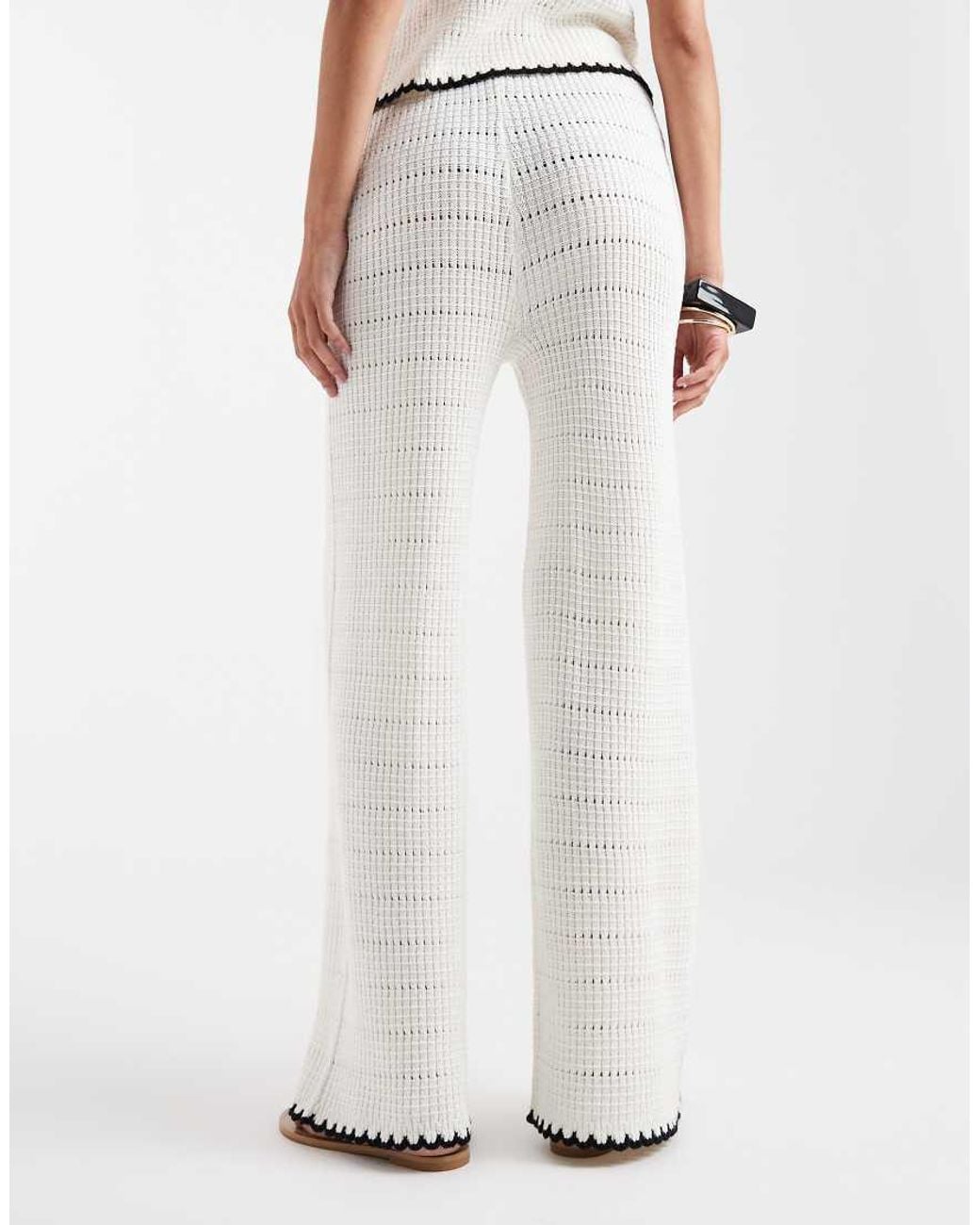New Look White Co-ord Blanket Stitch Trousers
