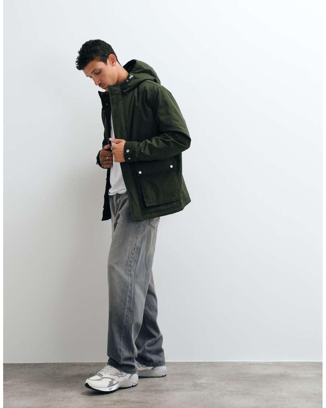 Jack & Jones Green Hooded Parka Jacket for men