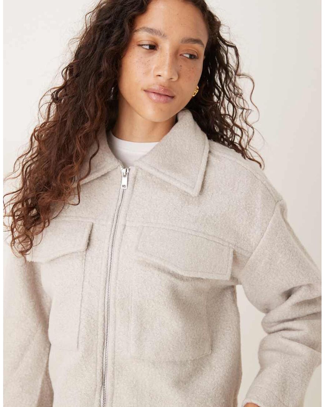 Brave Soul Natural Boucle Faux Wool Jacket