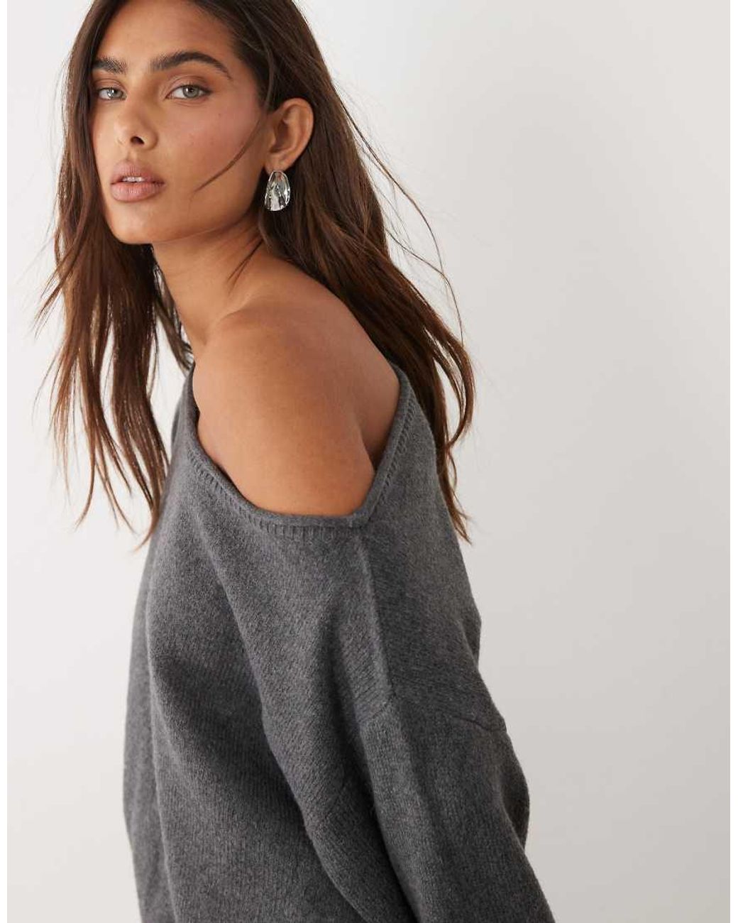 ASOS Black Slouchy Off The Shoulder With Wool