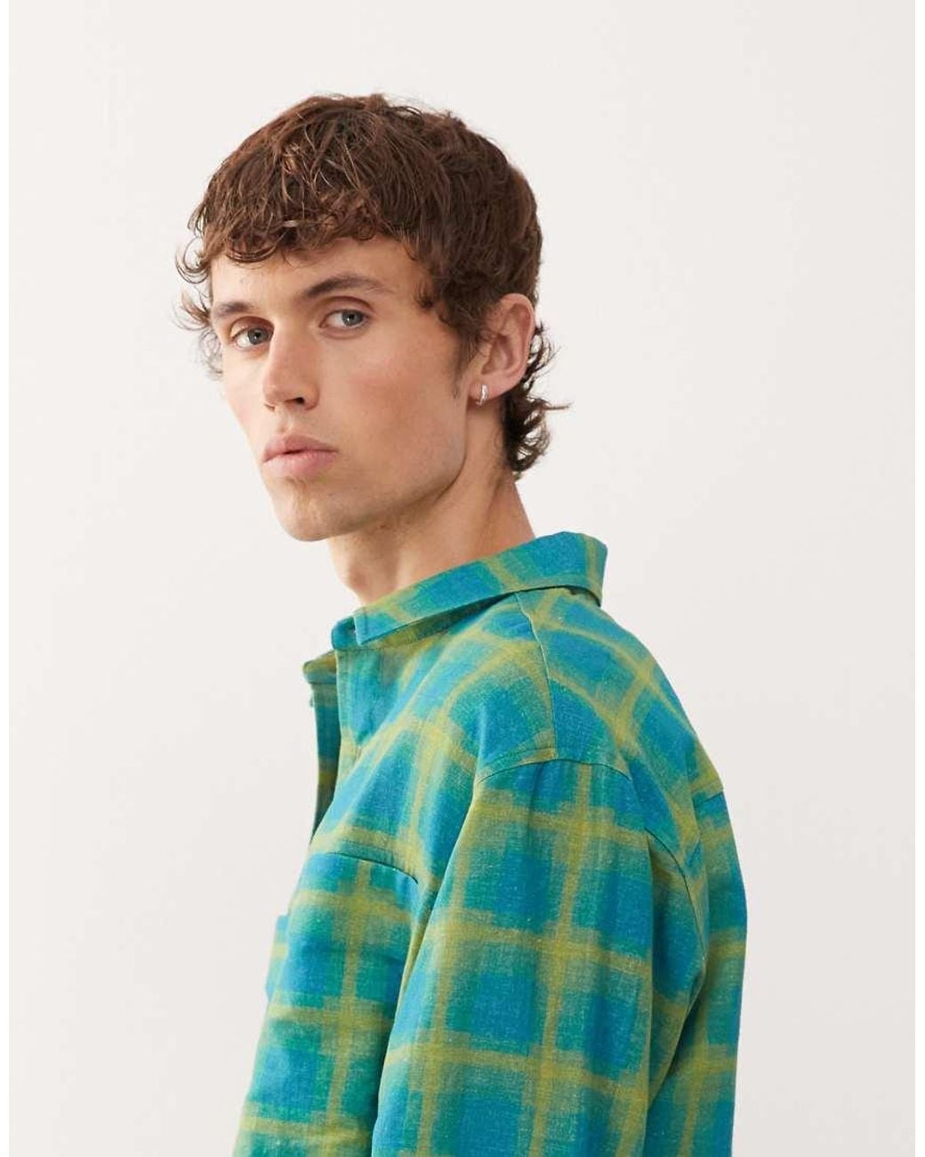 Reclaimed Vintage Green Boxy Crop Shirt for men