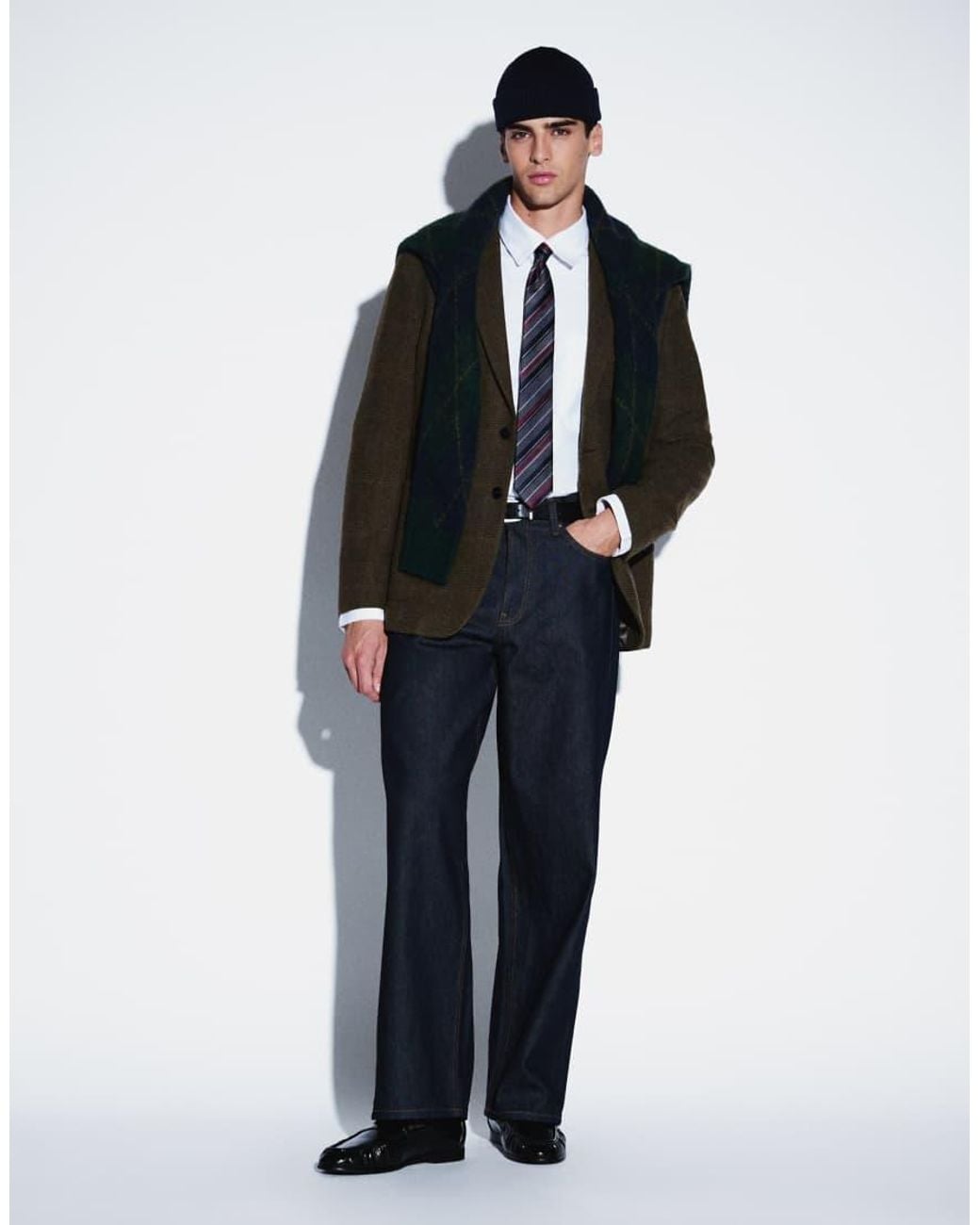 Mango Black Wool Mix Tailored Blazer for men