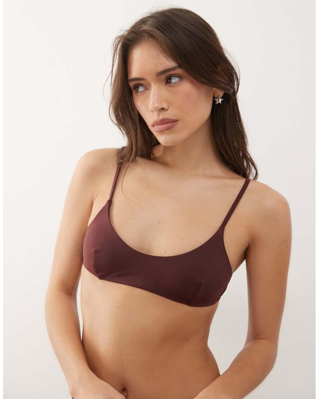 Weekday Brown Mix & Match Scoop Neck Bikini Top