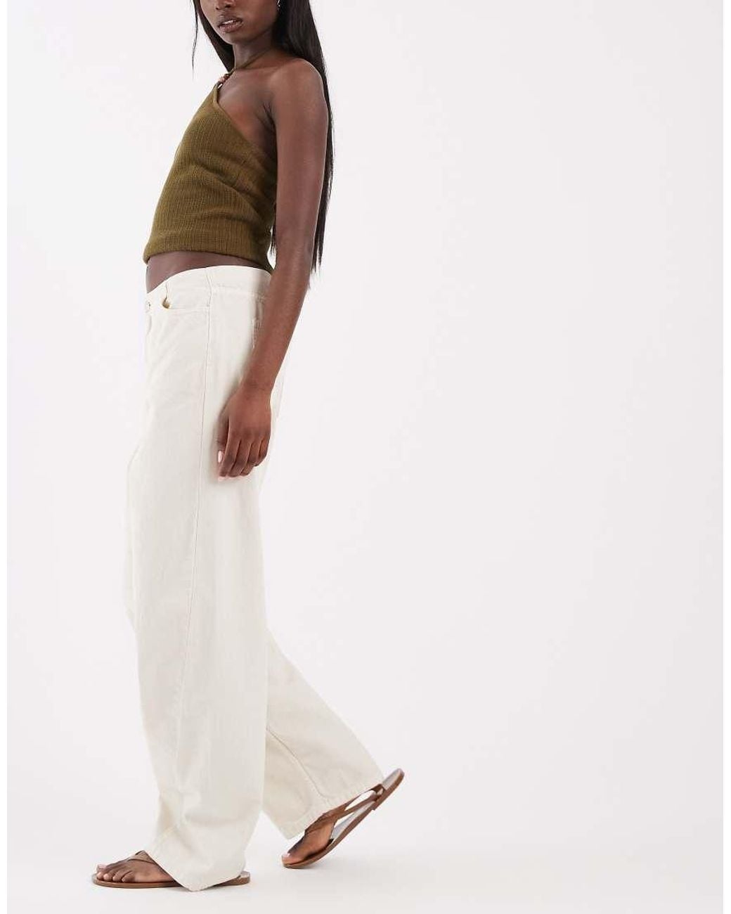 ASOS Natural Barrel Leg Jeans With No Waistband