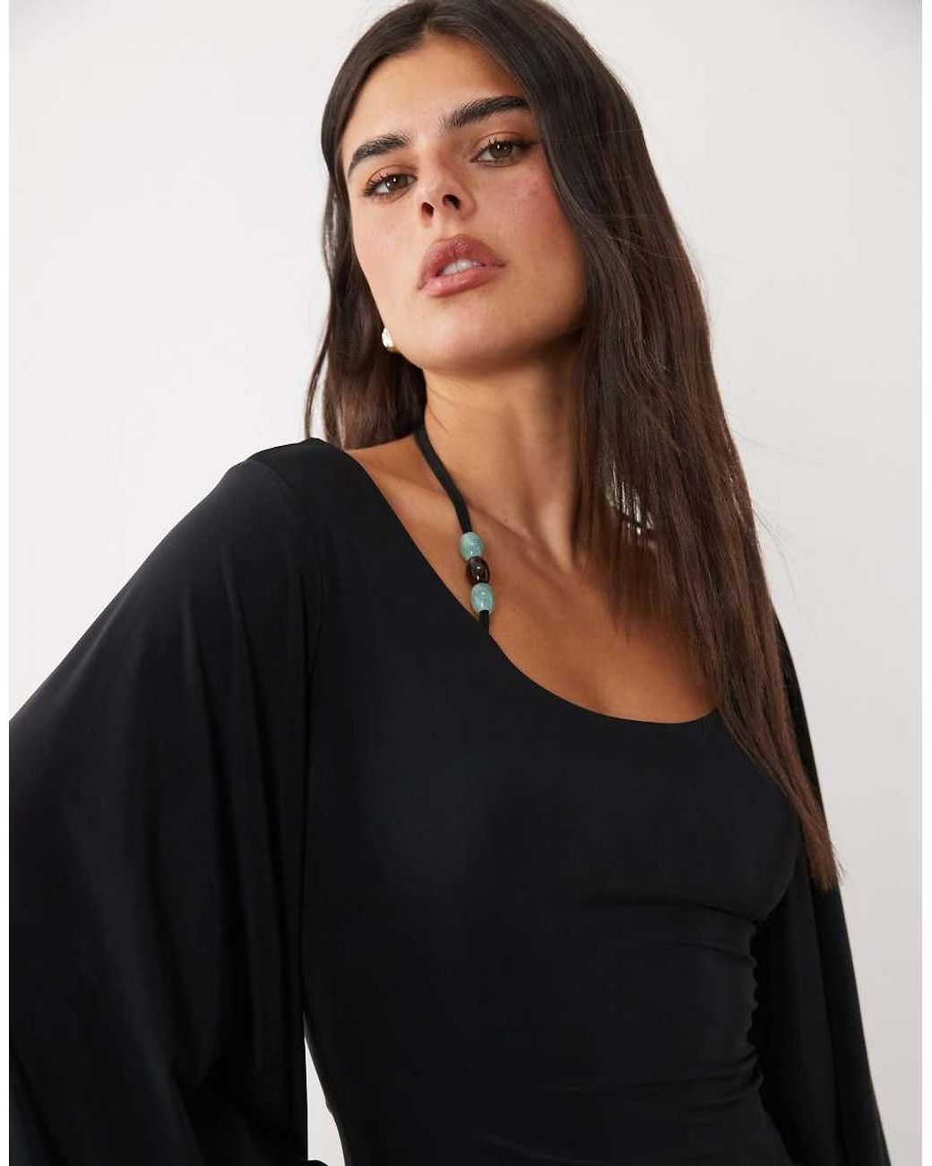 ASOS Black Co-ord Beaded Kimono Sleeve Top