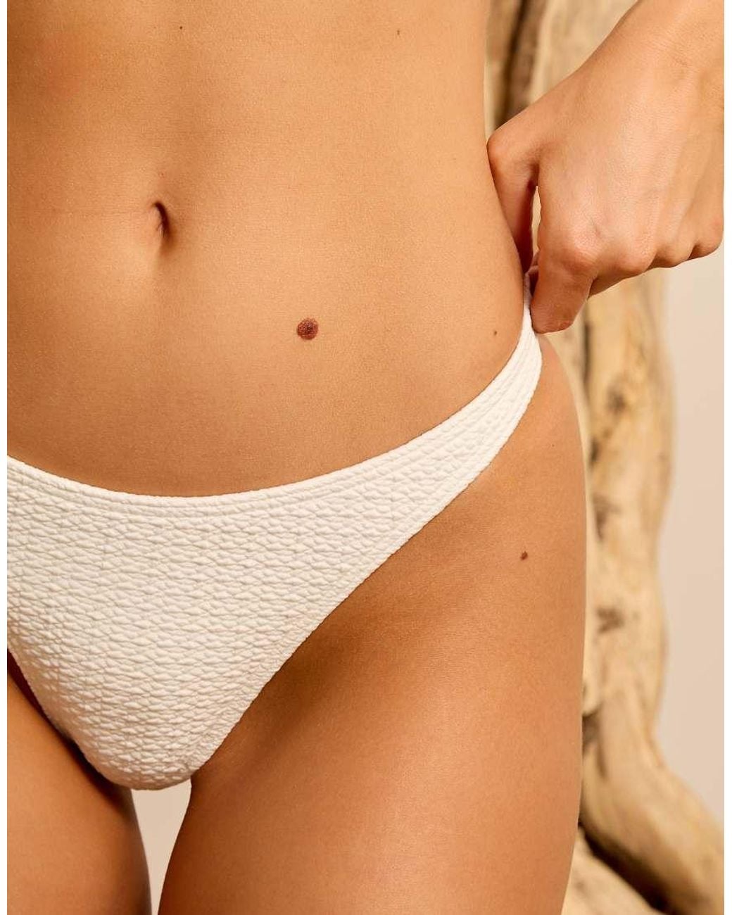 Wolf & Whistle Brown X Isabella Whittingham High Leg Textured Bikini Bottoms