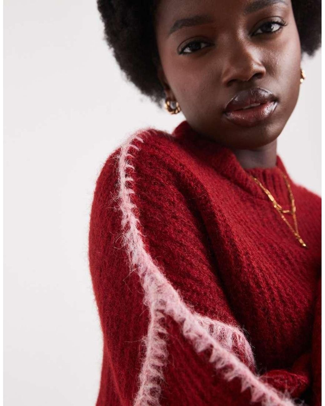 Native Youth Red Seam Detail Cropped Jumper