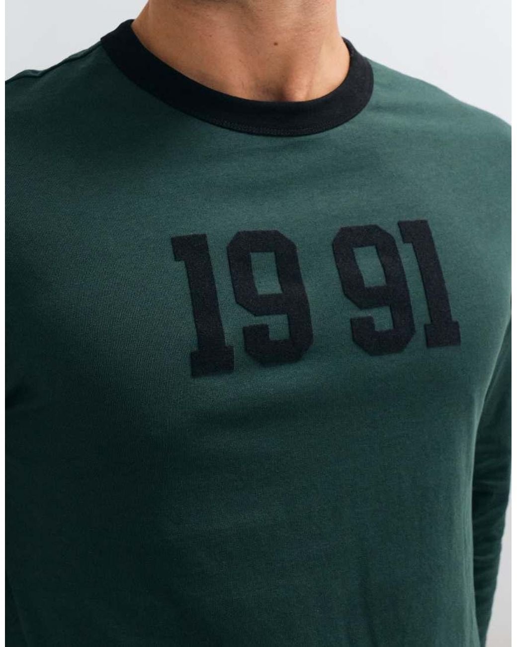 ASOS Green Relaxed Long Sleeve Ringer T-Shirt With Number Graphic for men