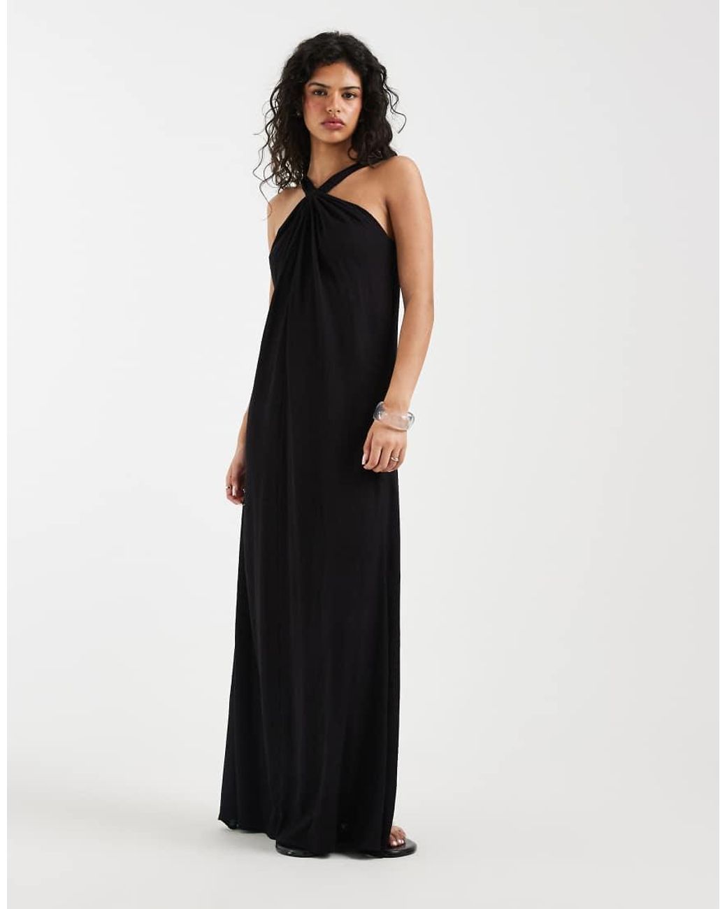 Vero Moda White Knot Detail Halter Neck Maxi Dress