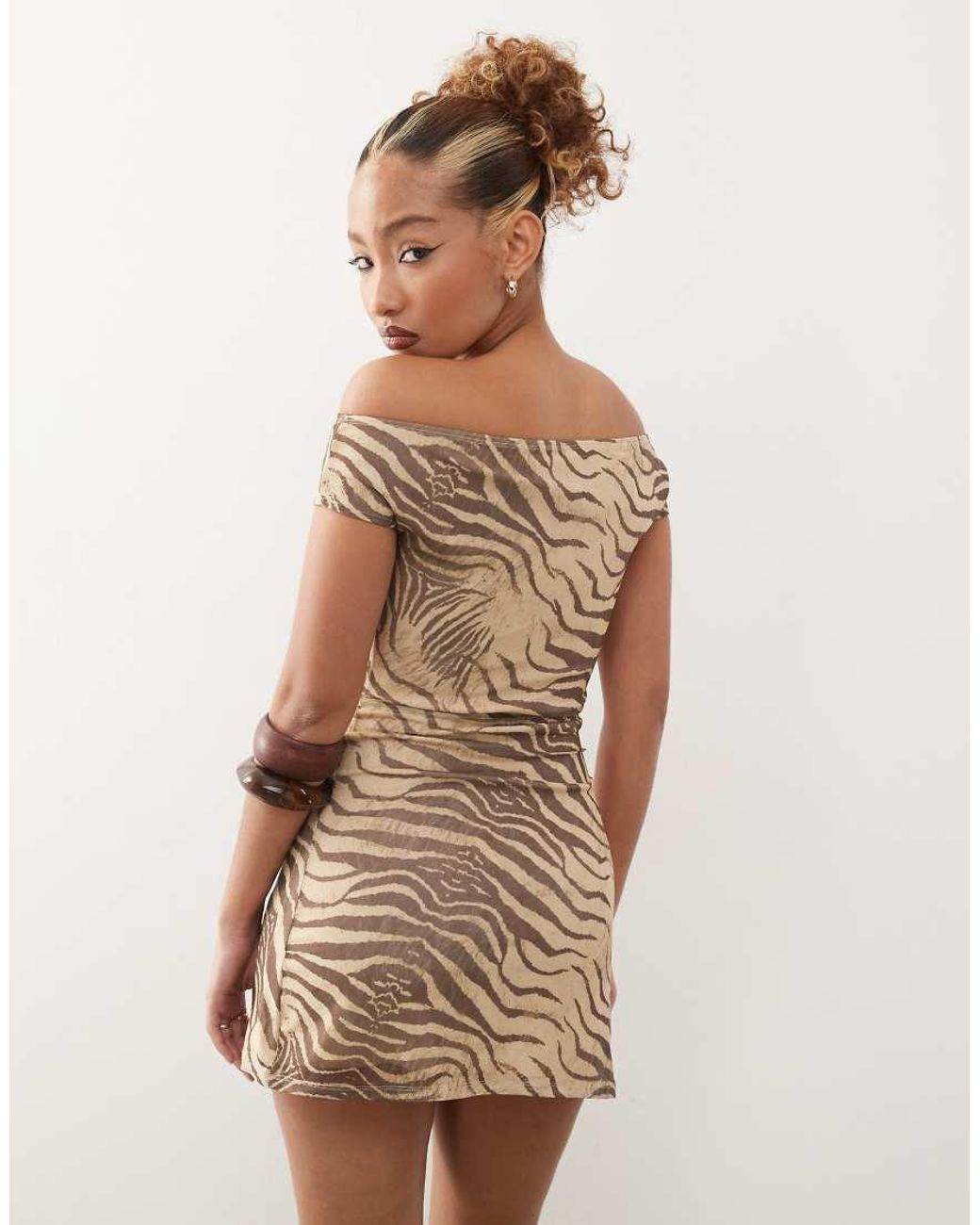 Motel Brown Hari Animal Print Dress