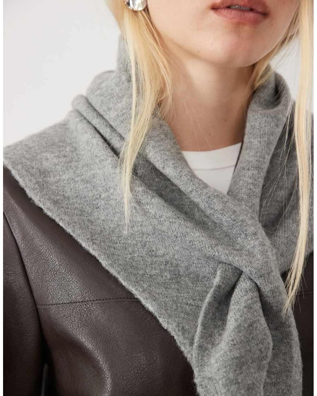 Mango Gray Knitted Neck Scarf