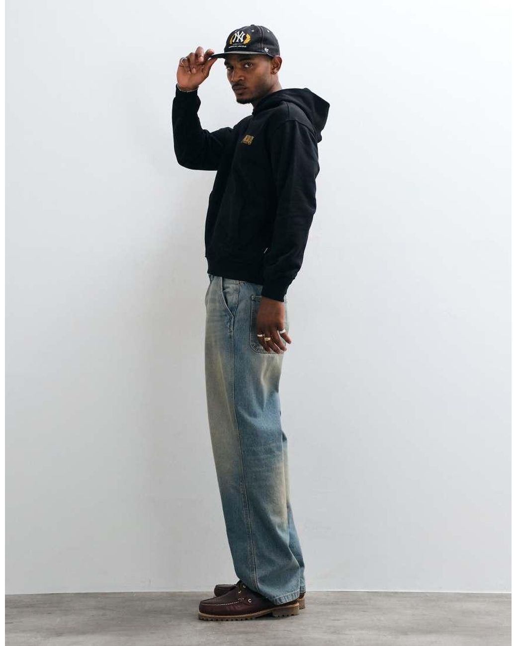 Only & Sons Blue Relaxed Fit Hoodie With Park Gallery Back Print for men
