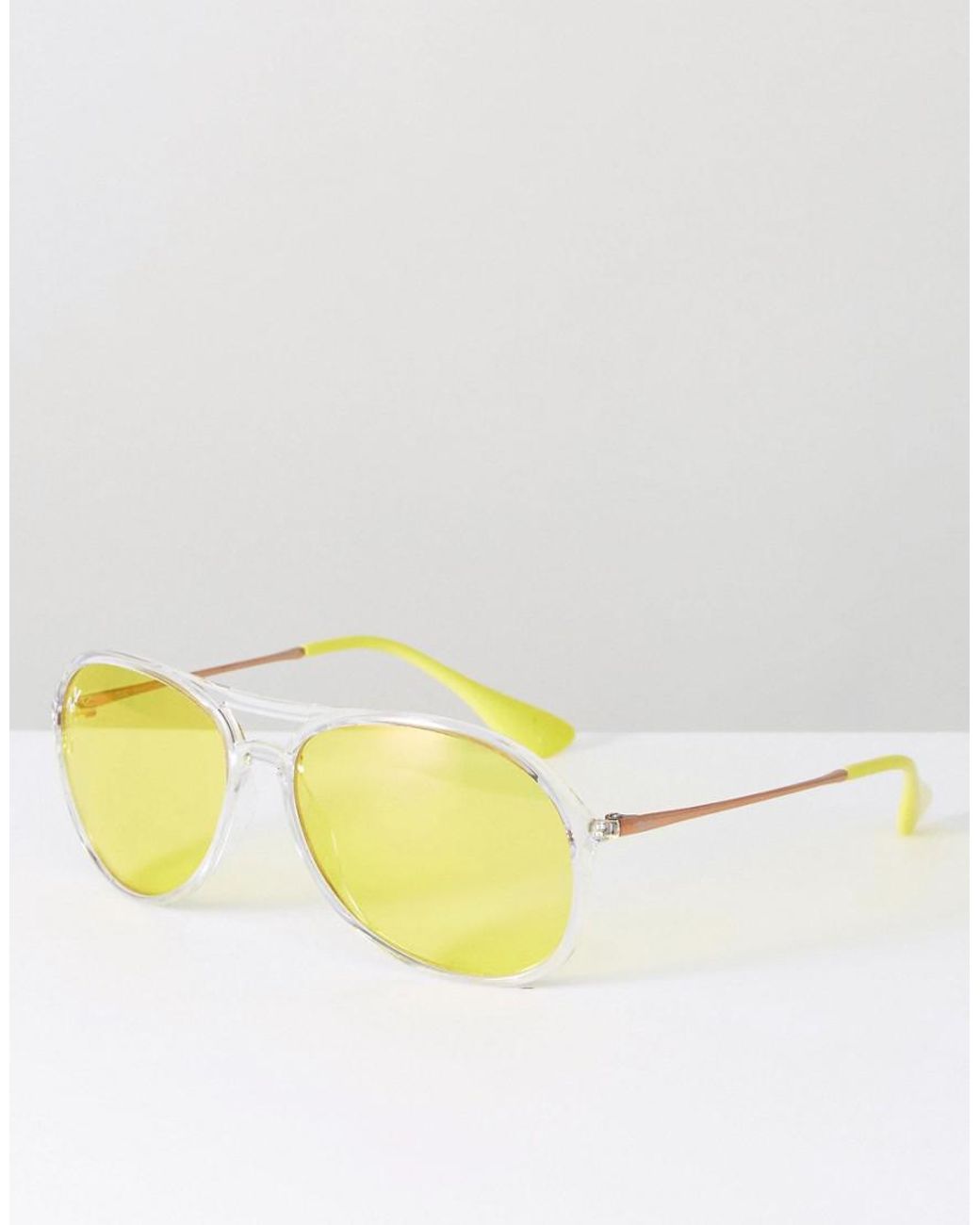 Ray-Ban Ray Ban Clear Frame Aviator With Yellow Lens | Lyst Australia
