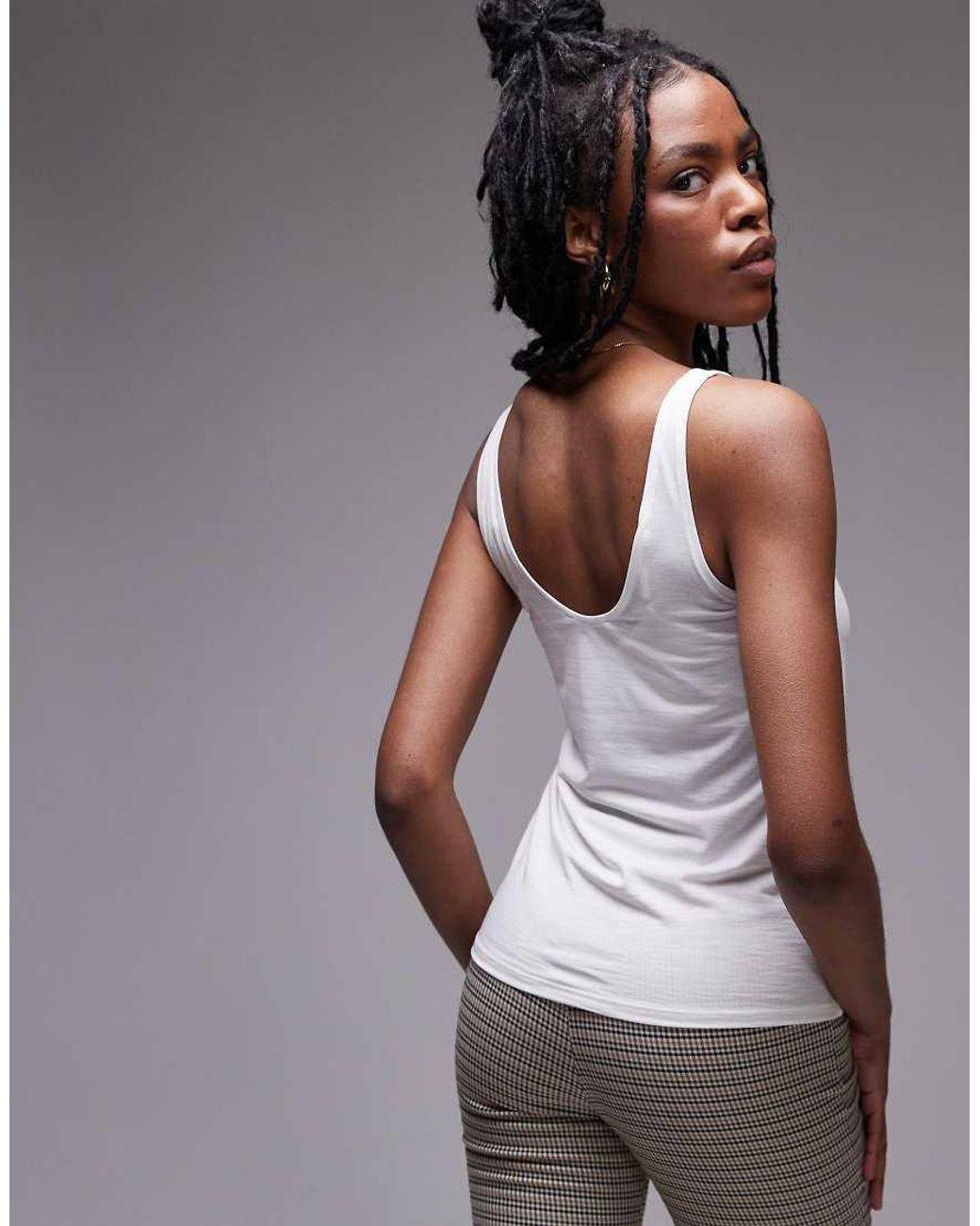 TOPSHOP Gray Slouchy Scoop Neck Tank Top