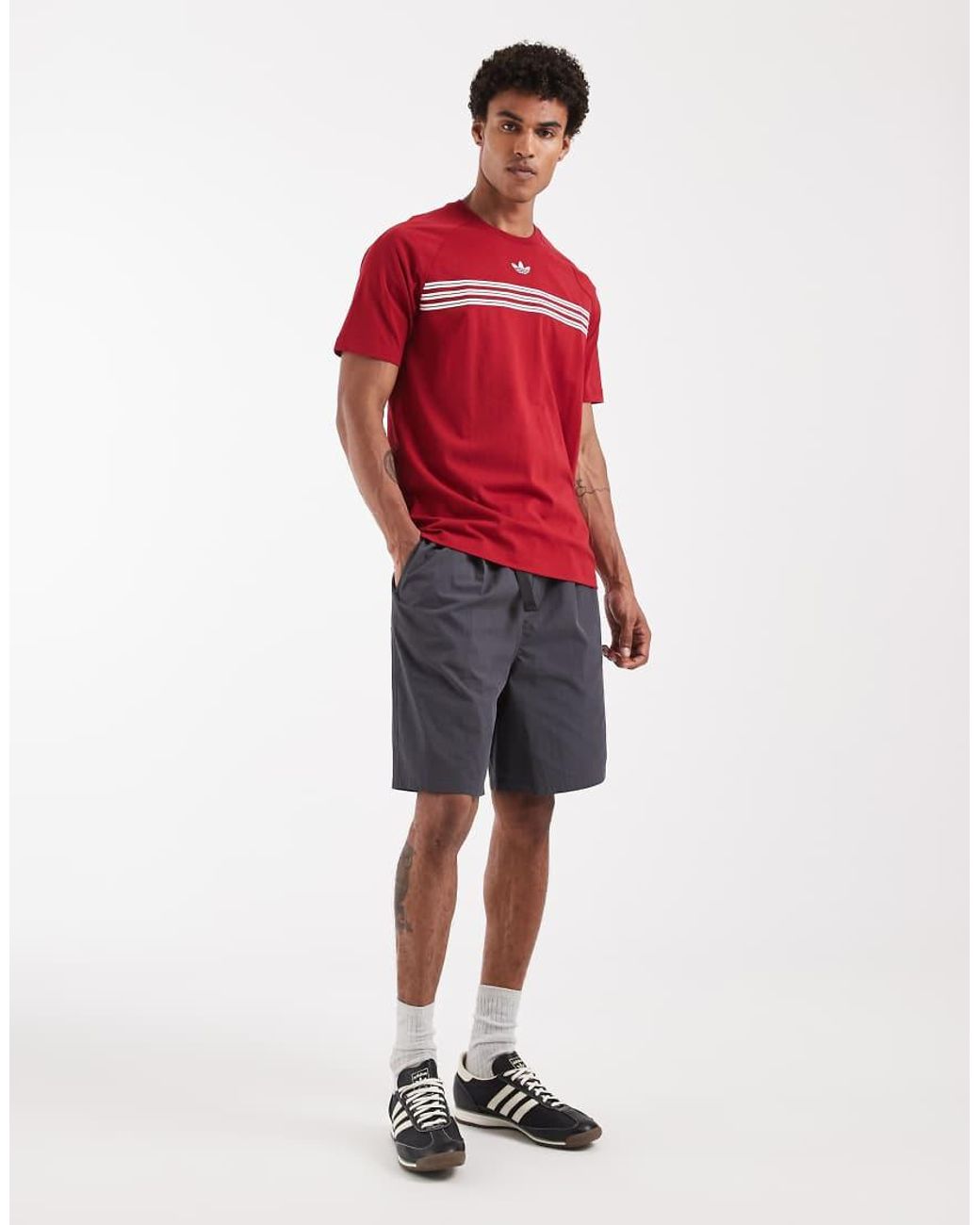 Adidas Originals Red Chest Stripes T-shirt for men