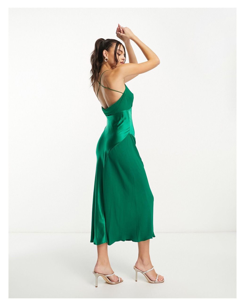 Robe longue en satin Mango en coloris Vert | Lyst