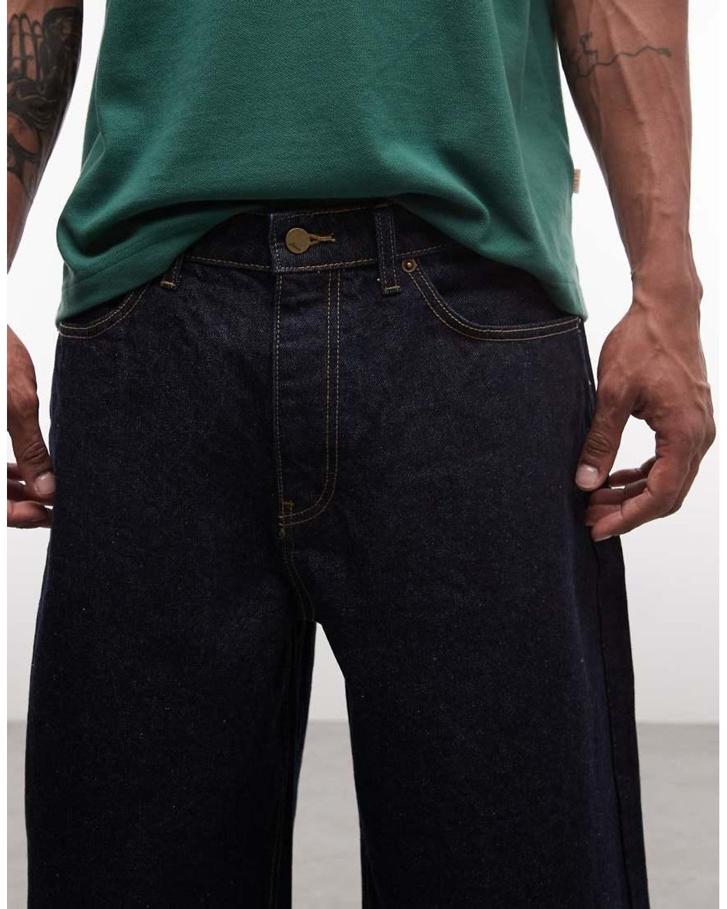 BLKVIS Green Script Denim Shorts for men