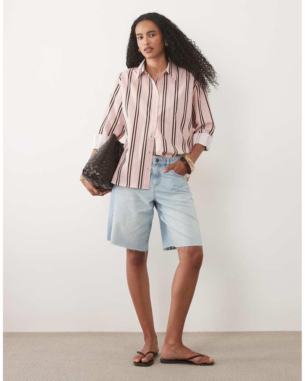 ASOS Pink Stripe Oversized Shirt