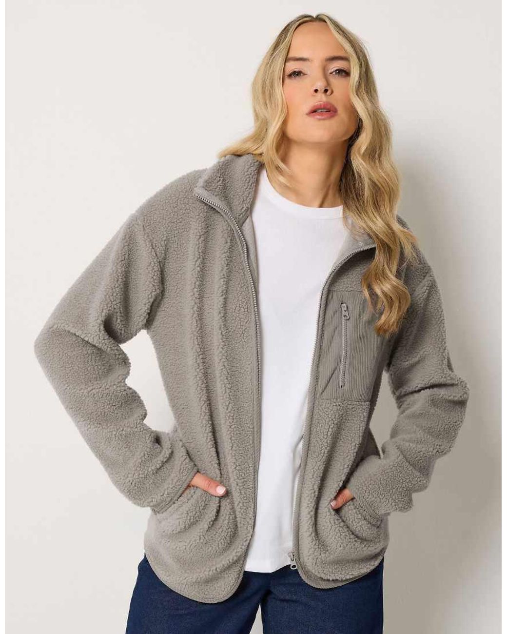 Long Tall Sally Natural Zip Through Fleece Jacket