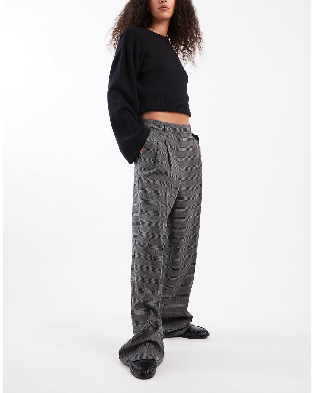 Vero Moda Black – karierte dad-hose