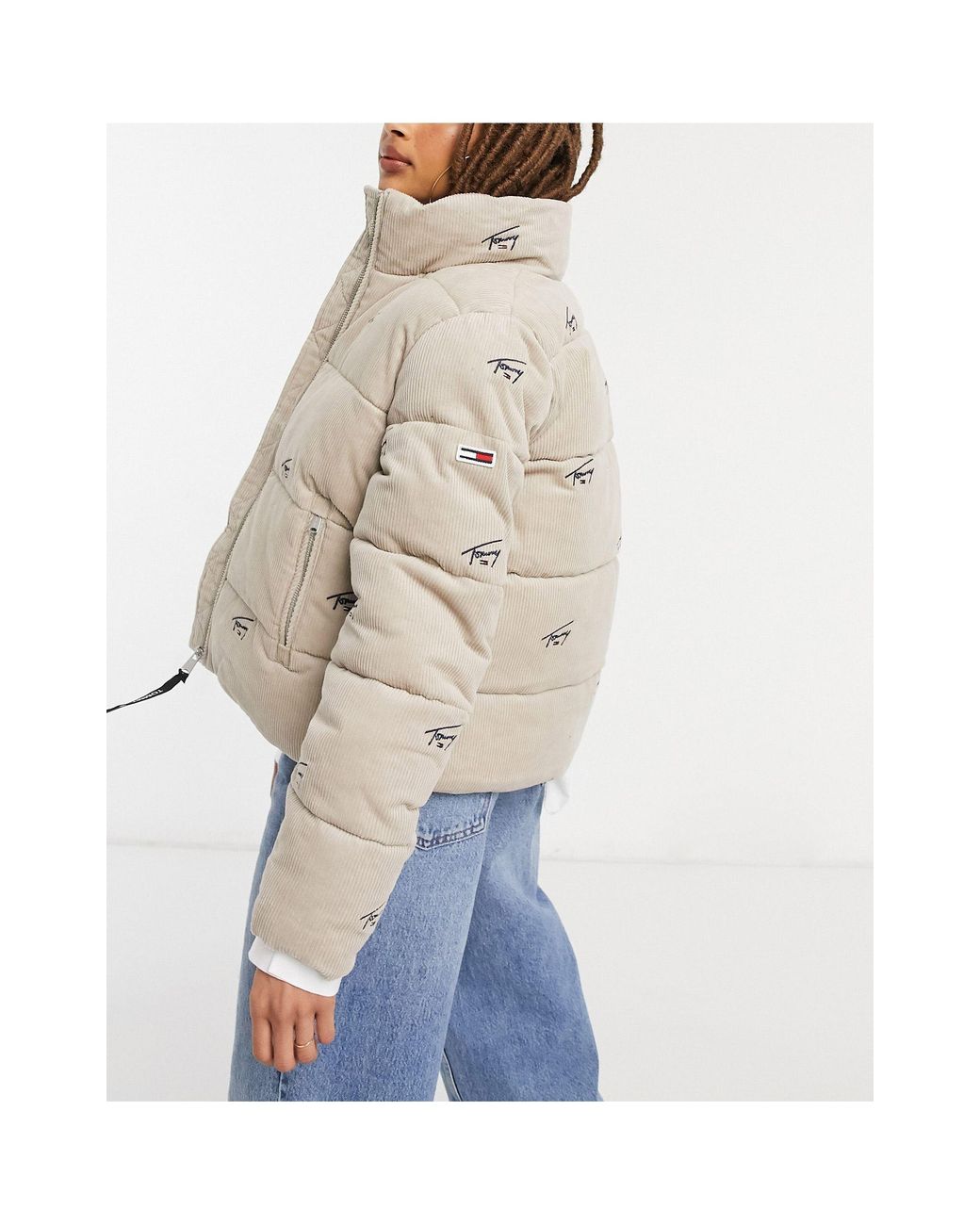 Doudoune en velours côtelé avec logo signature sur l'ensemble - beige Tommy  Hilfiger en coloris Neutre | Lyst