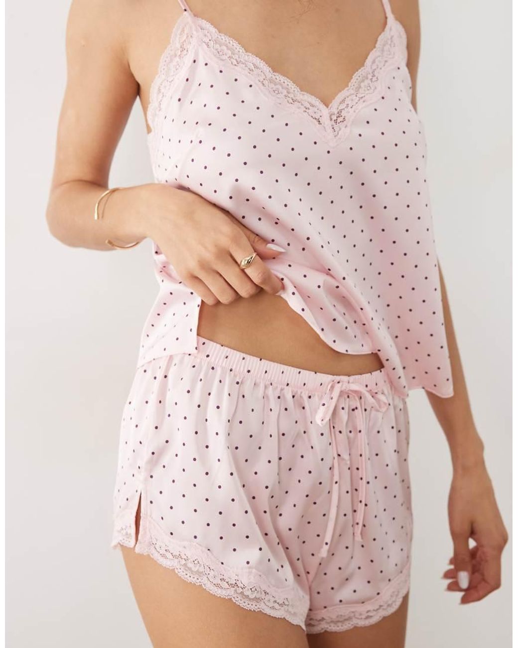Boux Avenue White Daisy Satin Cami And Shorts Set