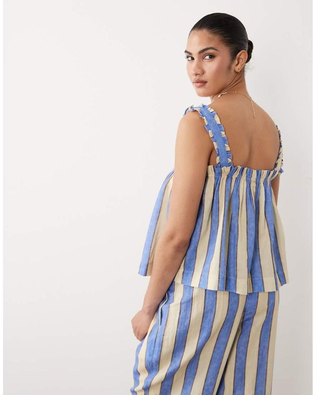 ASOS Blue Asos Design Maternity Delilah Stripe Beach Cami Top