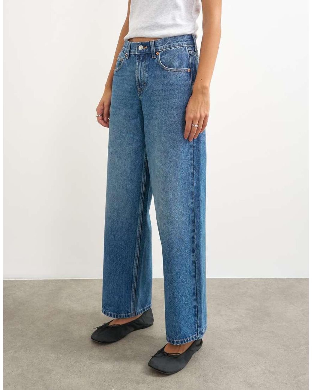 TOPSHOP Blue Cinch Low Rise Relaxed Jean