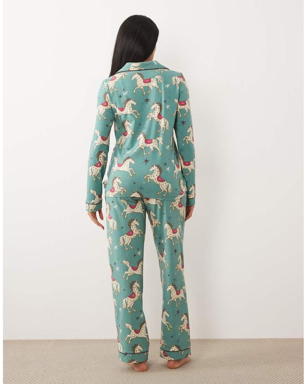 Chelsea Peers Green Long Button Up Pyjama Set