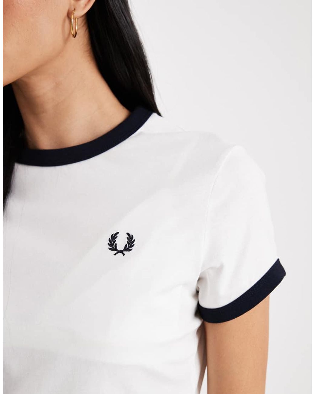 Fred Perry White Cropped Ringer T-shirt