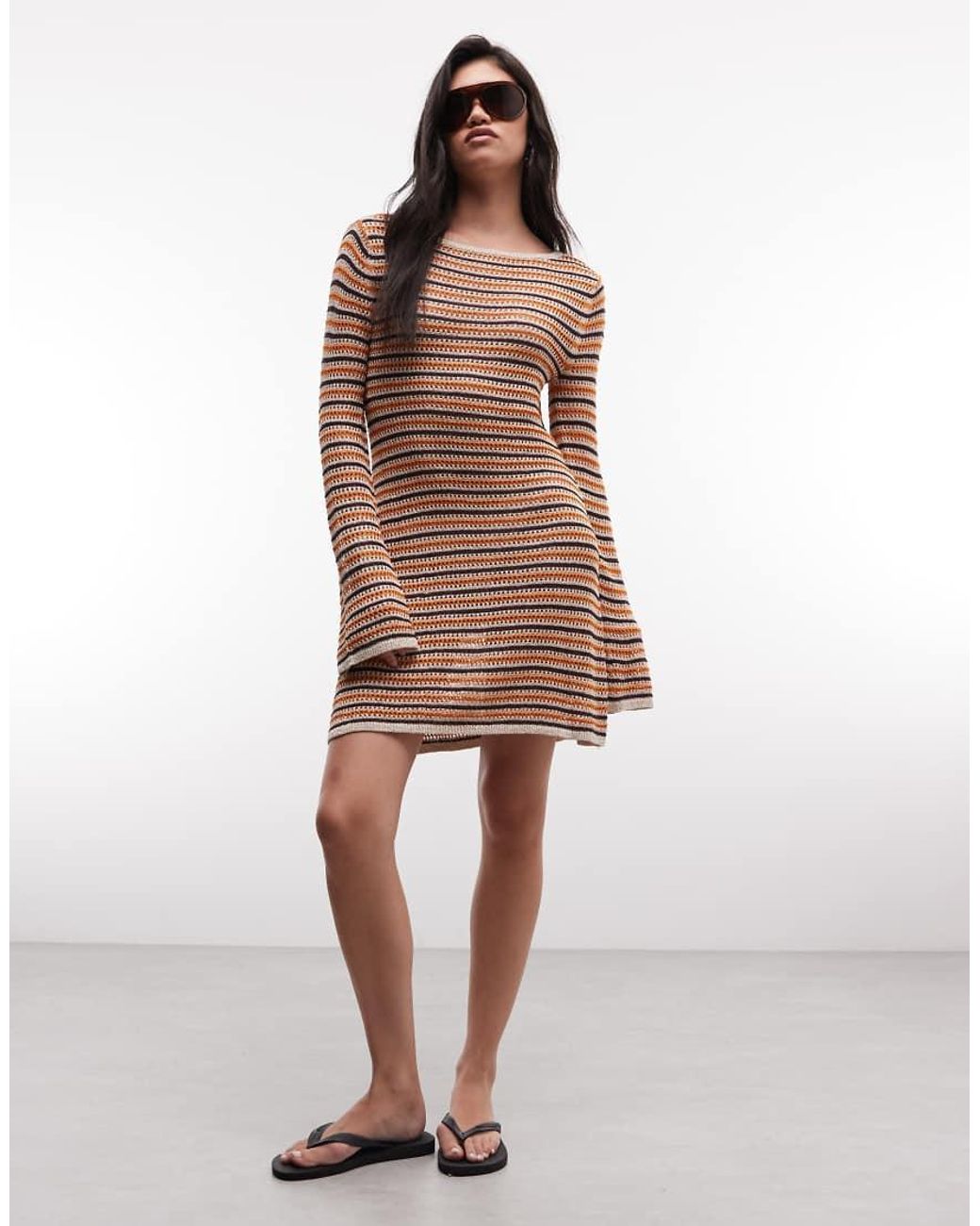 Monki Natural Crochet Mini Dress