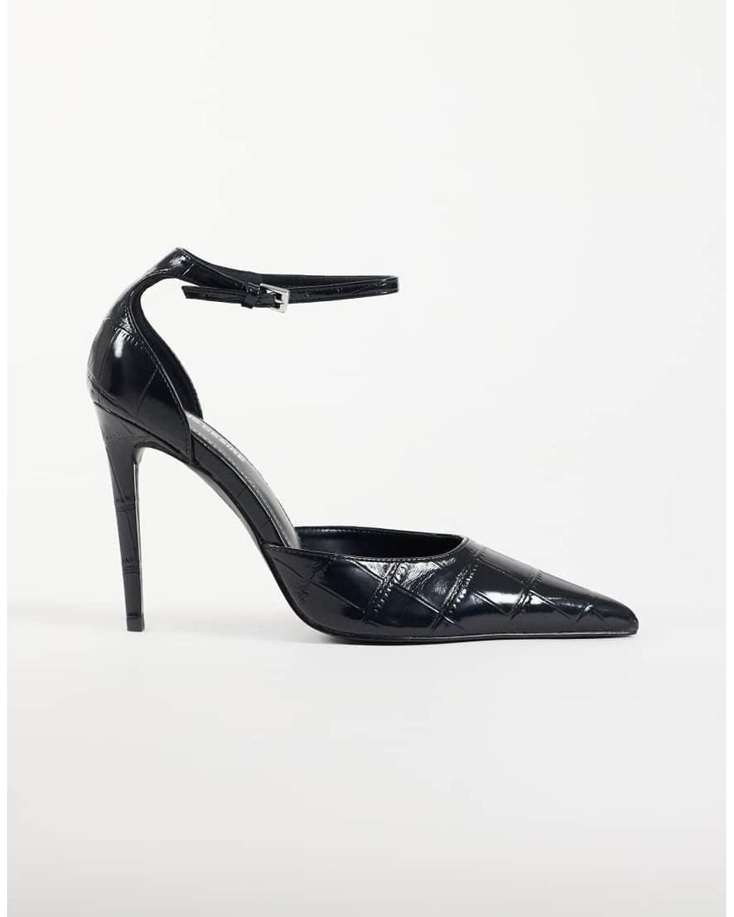 Public Desire White Riven Heeled Pumps
