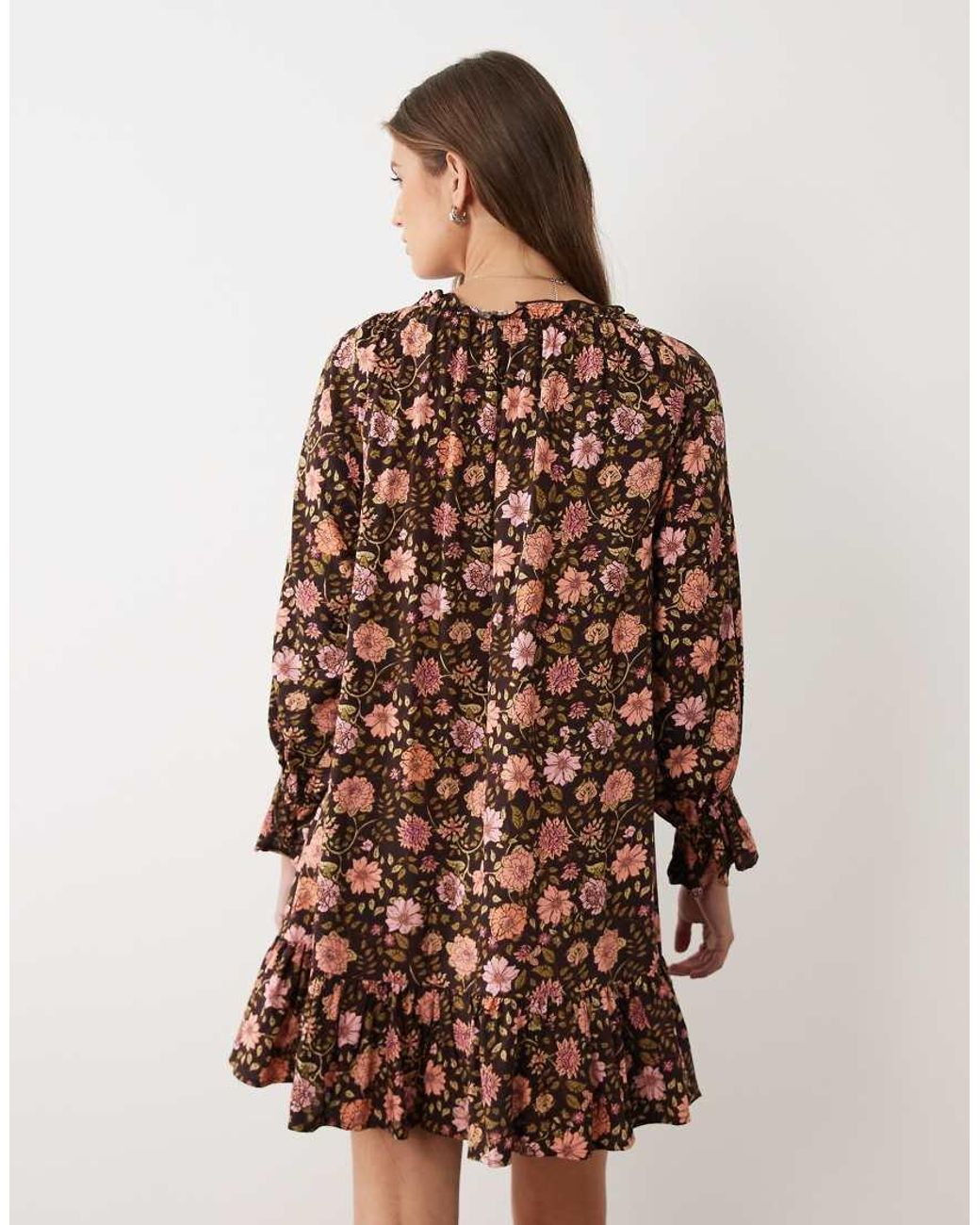 Miss Selfridge Brown Spun Smock Dress