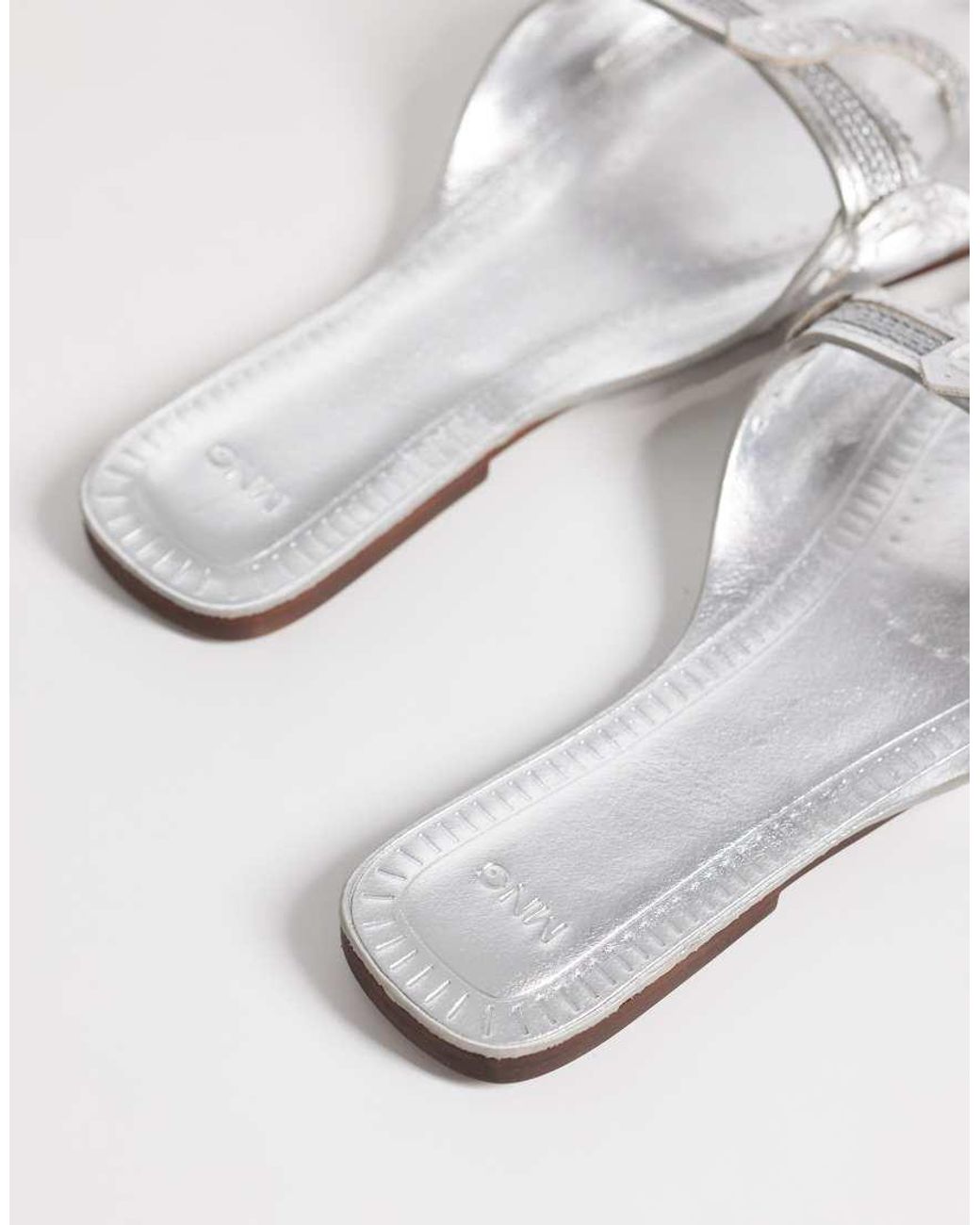 Mango White 100% Leather Flip Flop Sandal