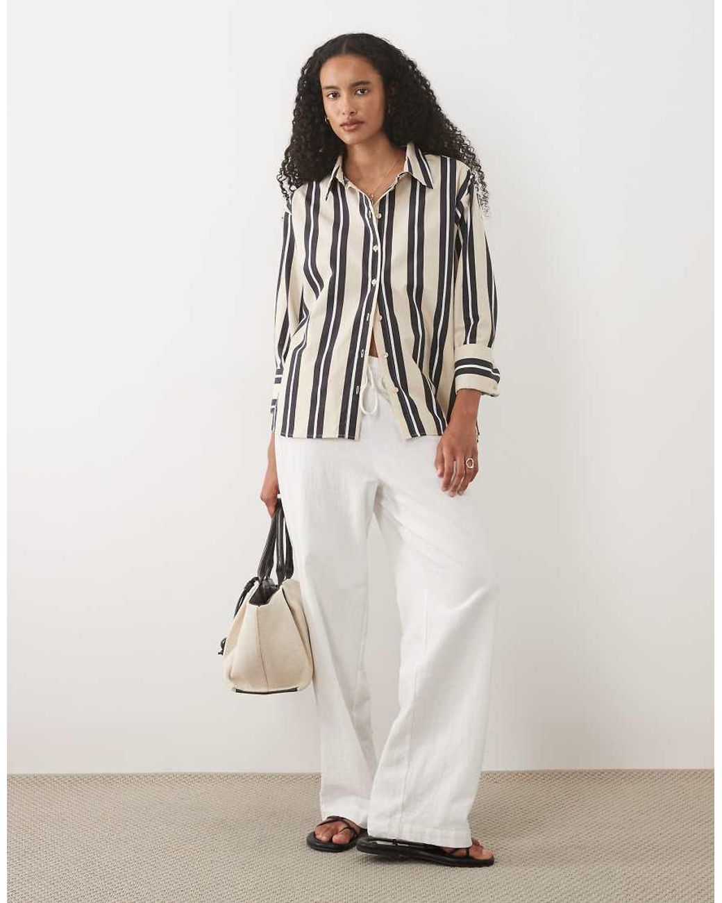 ASOS White Stripe Oversized Shirt