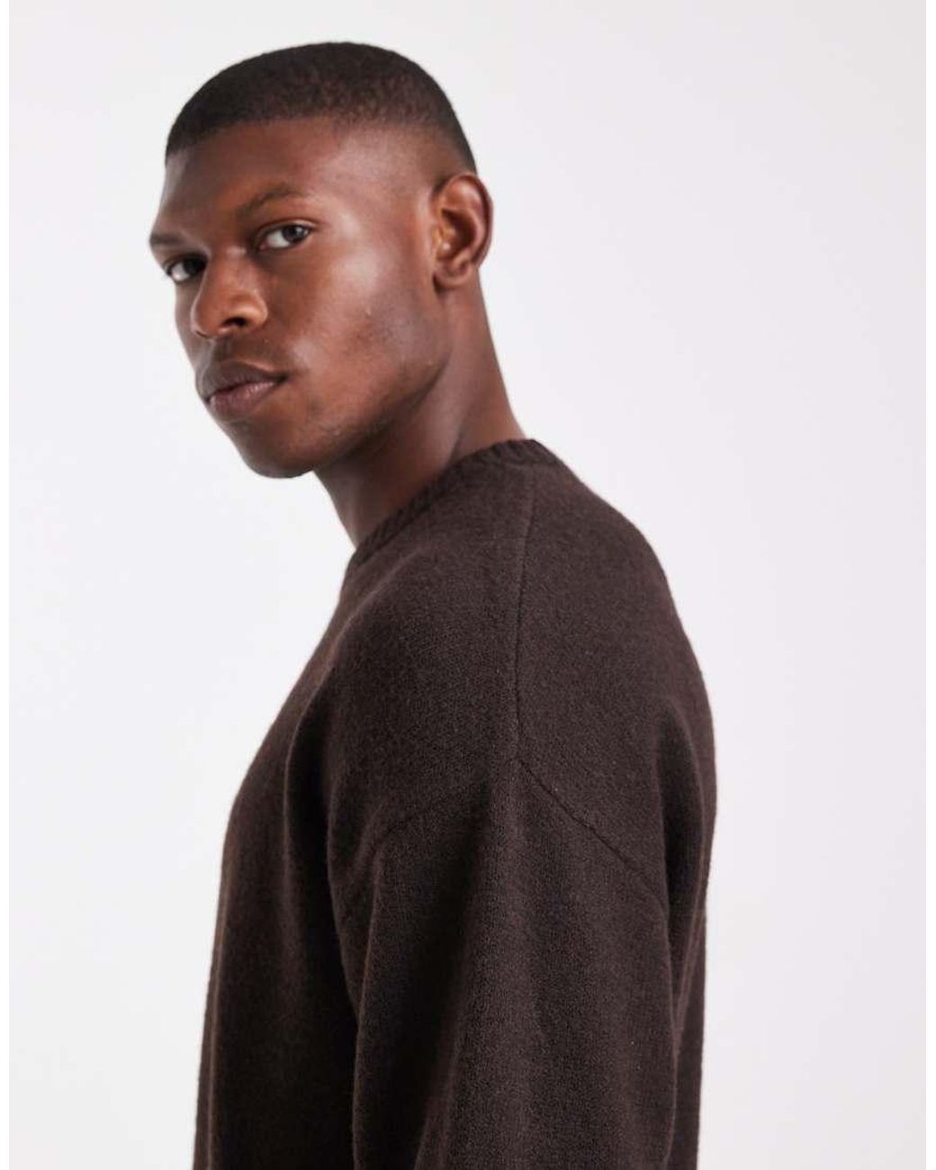 JJ Rebel Black Relaxed Fit Fluffy Crew Neck Jumper for men