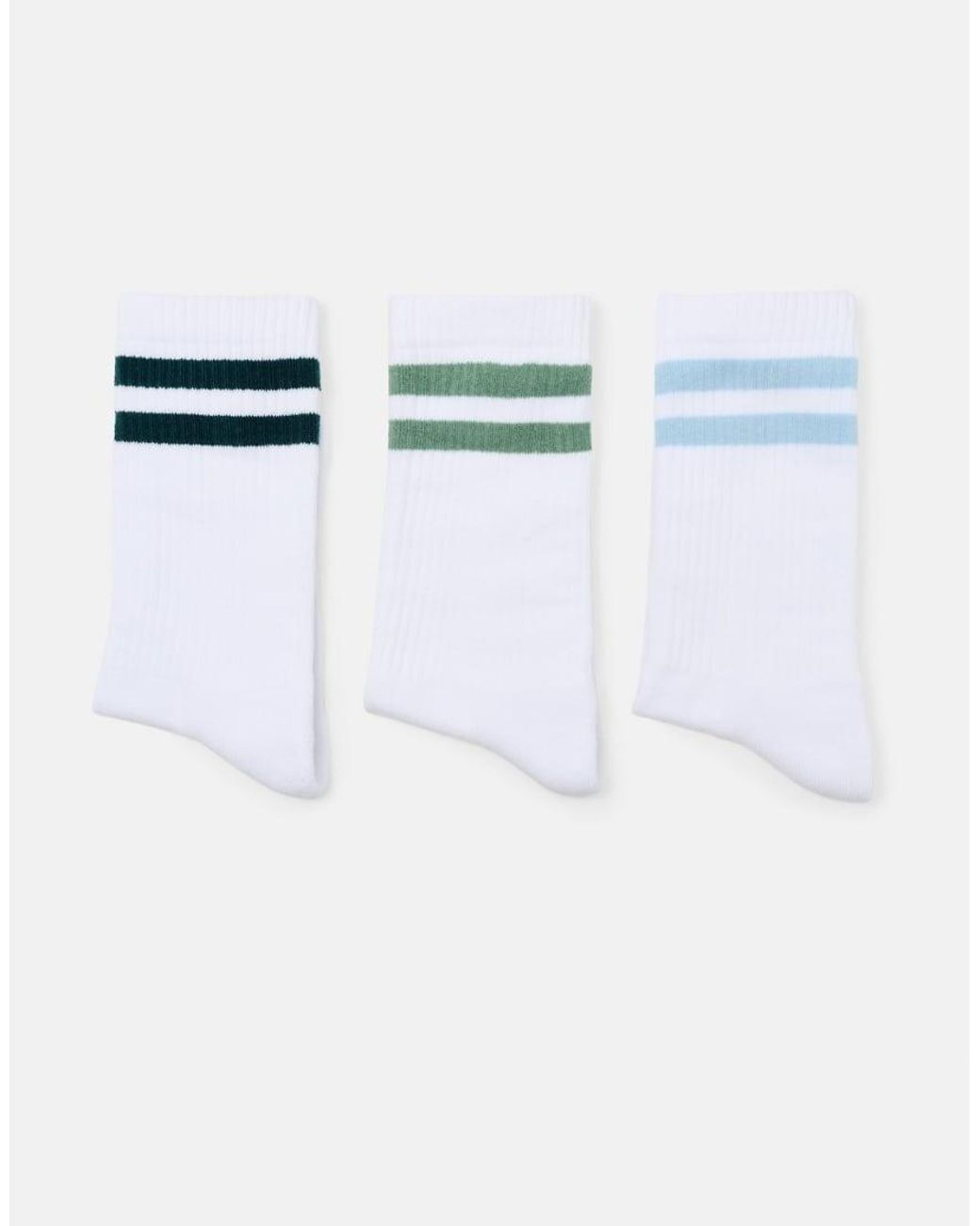 Pull&Bear White Striped Sports Socks for men