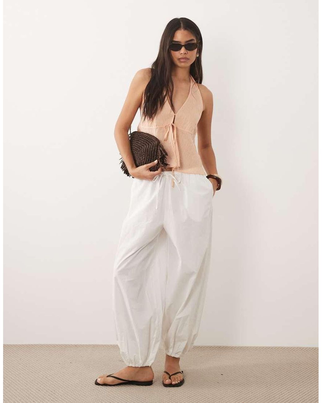 Mango Natural Halterneck Flowy Top