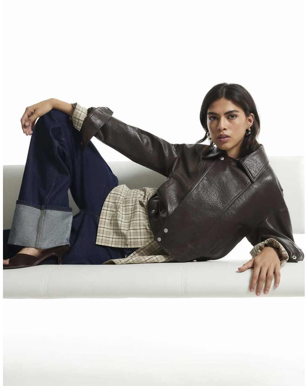 River Island Black Faux Leather Zip Through Jacket