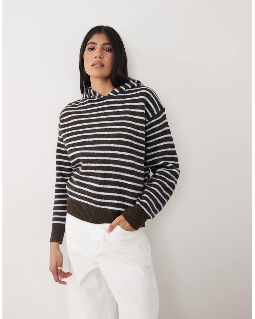 Cotton On Black Sporty Stripe Hooded Knit