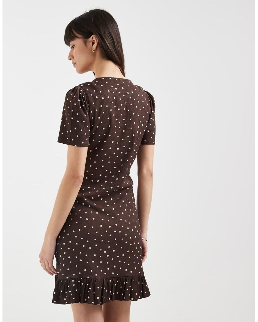 ONLY Brown V-neck Mini Dress