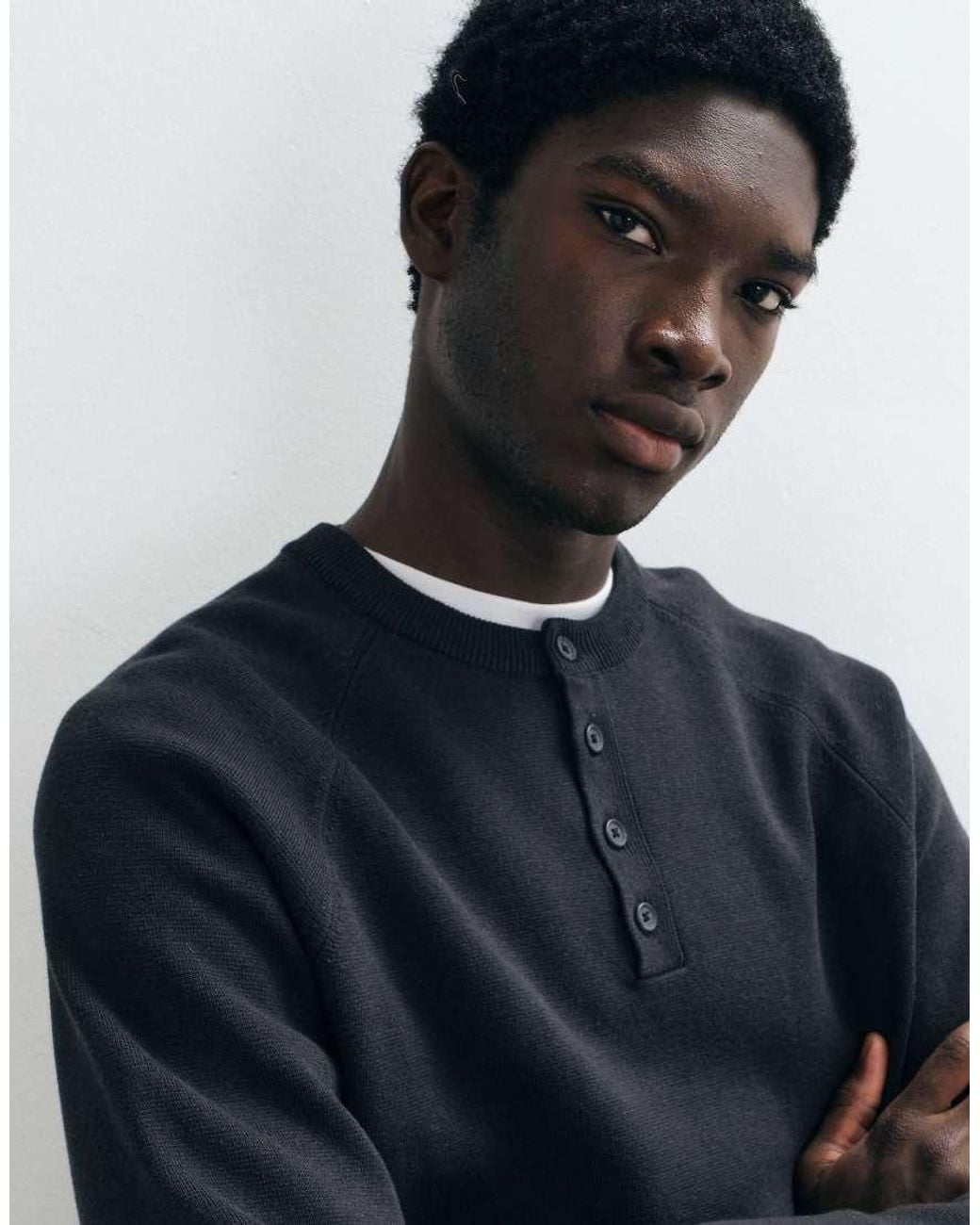 ASOS Blue Relaxed Knitted Henley for men
