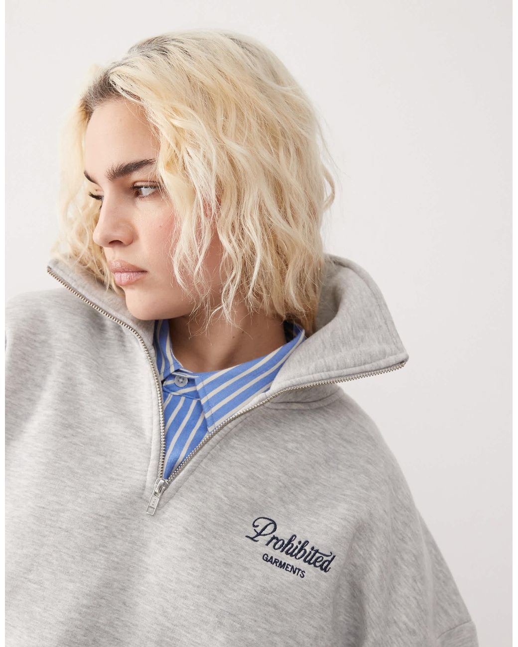 Prohibited Half Zip Sweatshirt With Script Logo Detail in