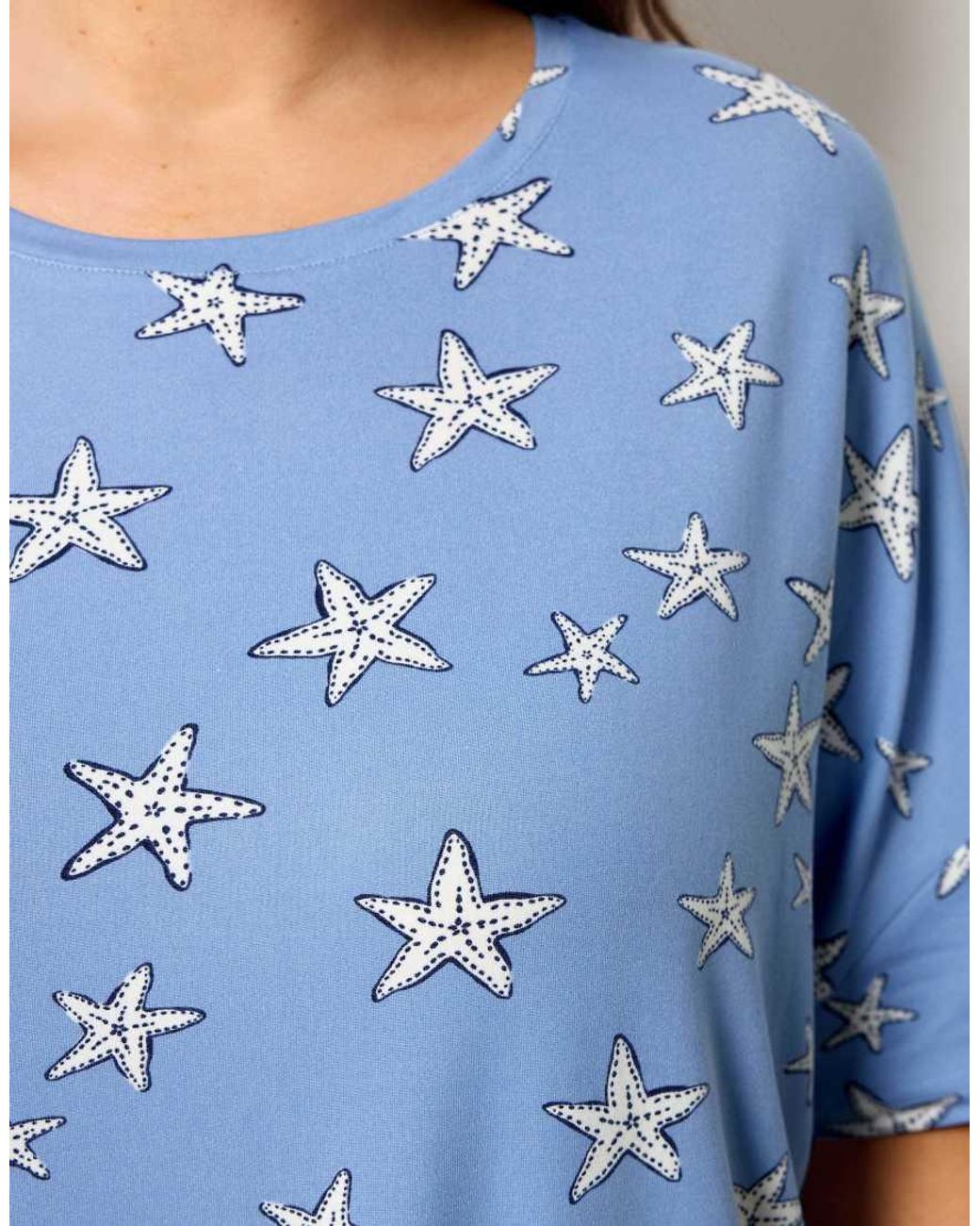 Yours Clothing Blue Starfish Soft Touch Pyjama Set