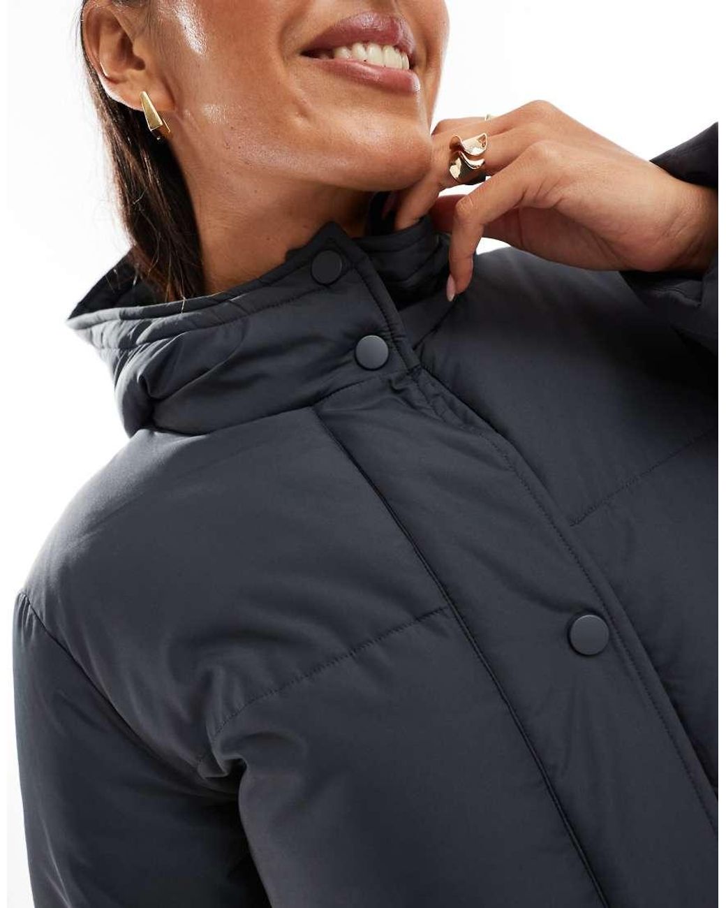 Threadbare Black Maxi Puffer Coat With Hood