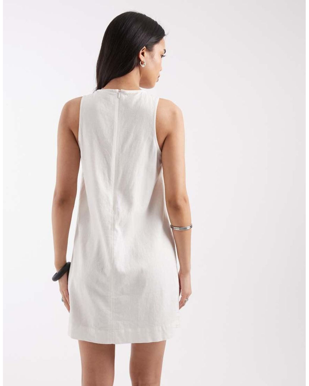JJXX White Linen Blend Mini Dress