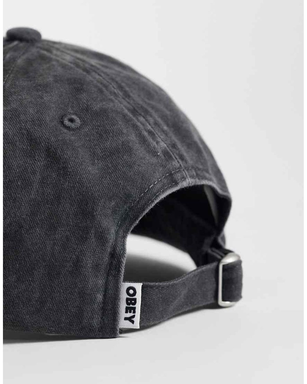 Obey Gray Pigment Logo 6 Panel Strapback Cap for men