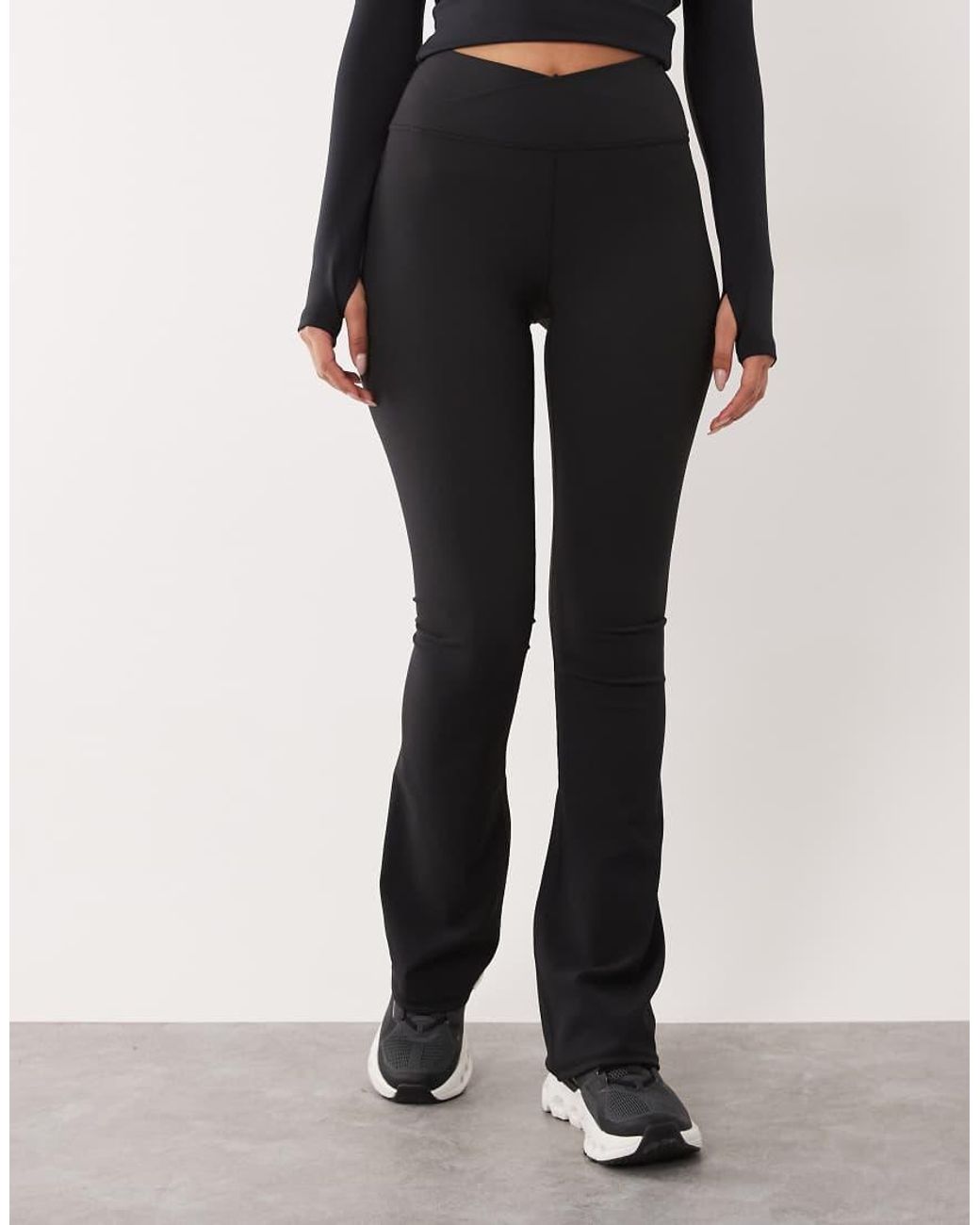 4505 Black Hourglass Micro Rib Wrap Waist Slim Kick Yoga Legging