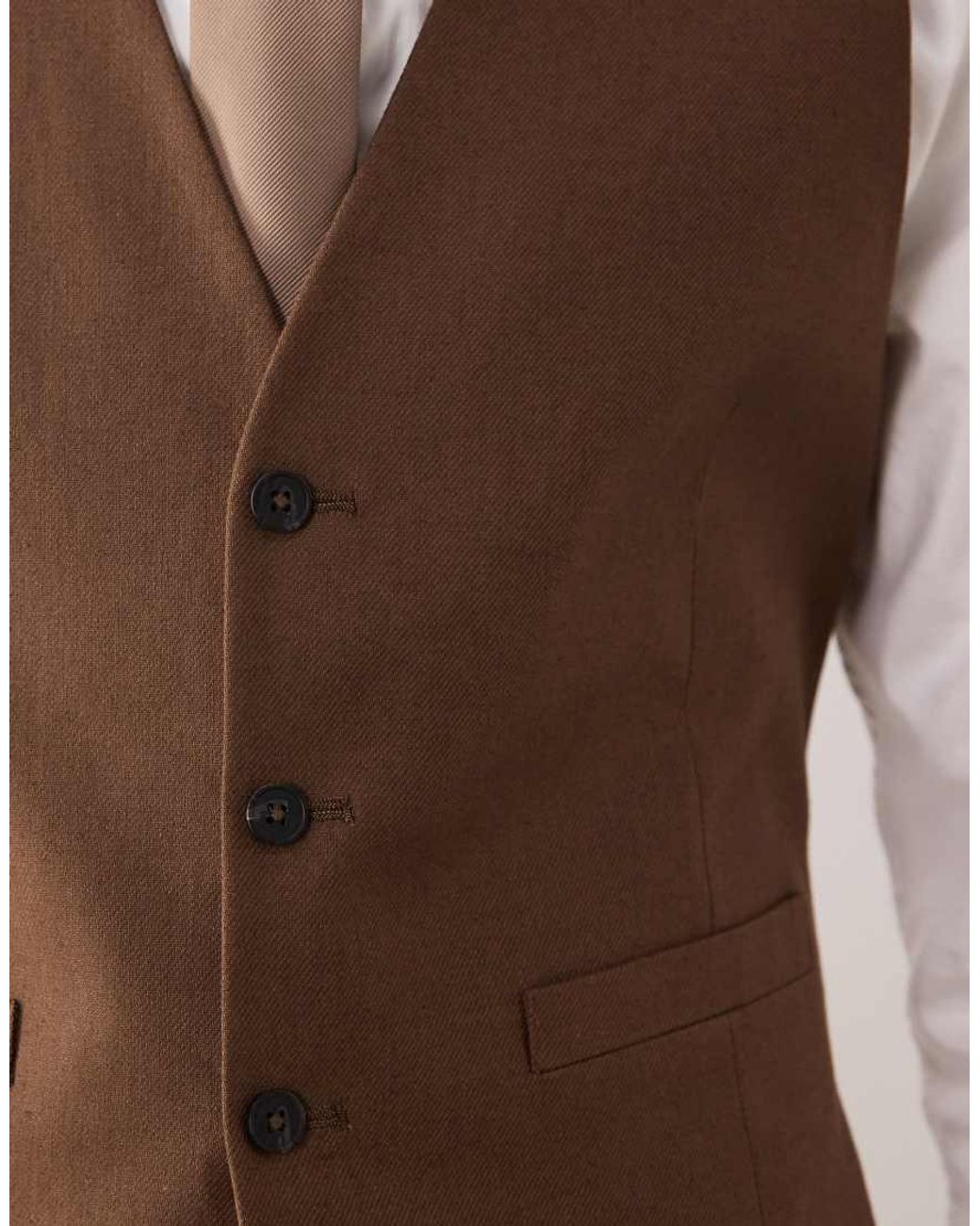 ASOS Brown Suit Waistcoat for men
